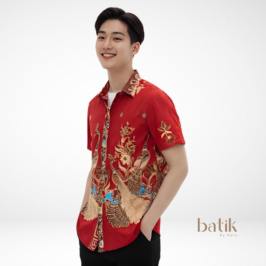 Men's Batik Shirt - Phoenix Prosperity | Short Sleeves
