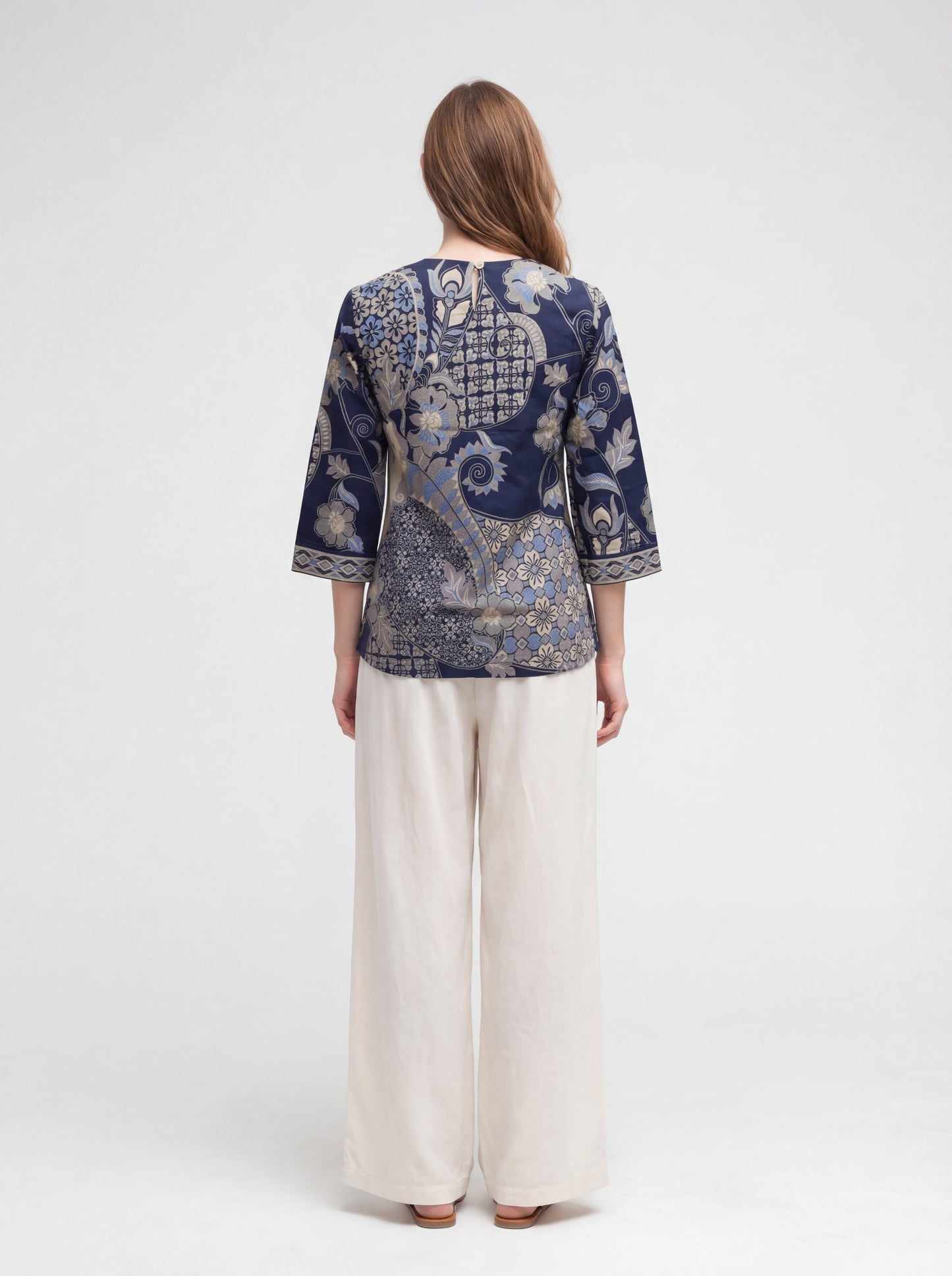 Women's Batik Blouse - Heritage Blossom - back