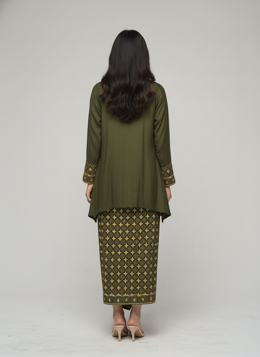 Women's Batik Kebaya Lidia Set - Forest Green 3