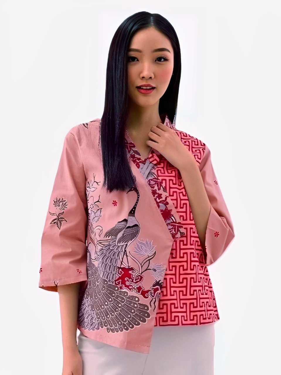 Women's Batik Kimono - Tropical Elegance - red 1