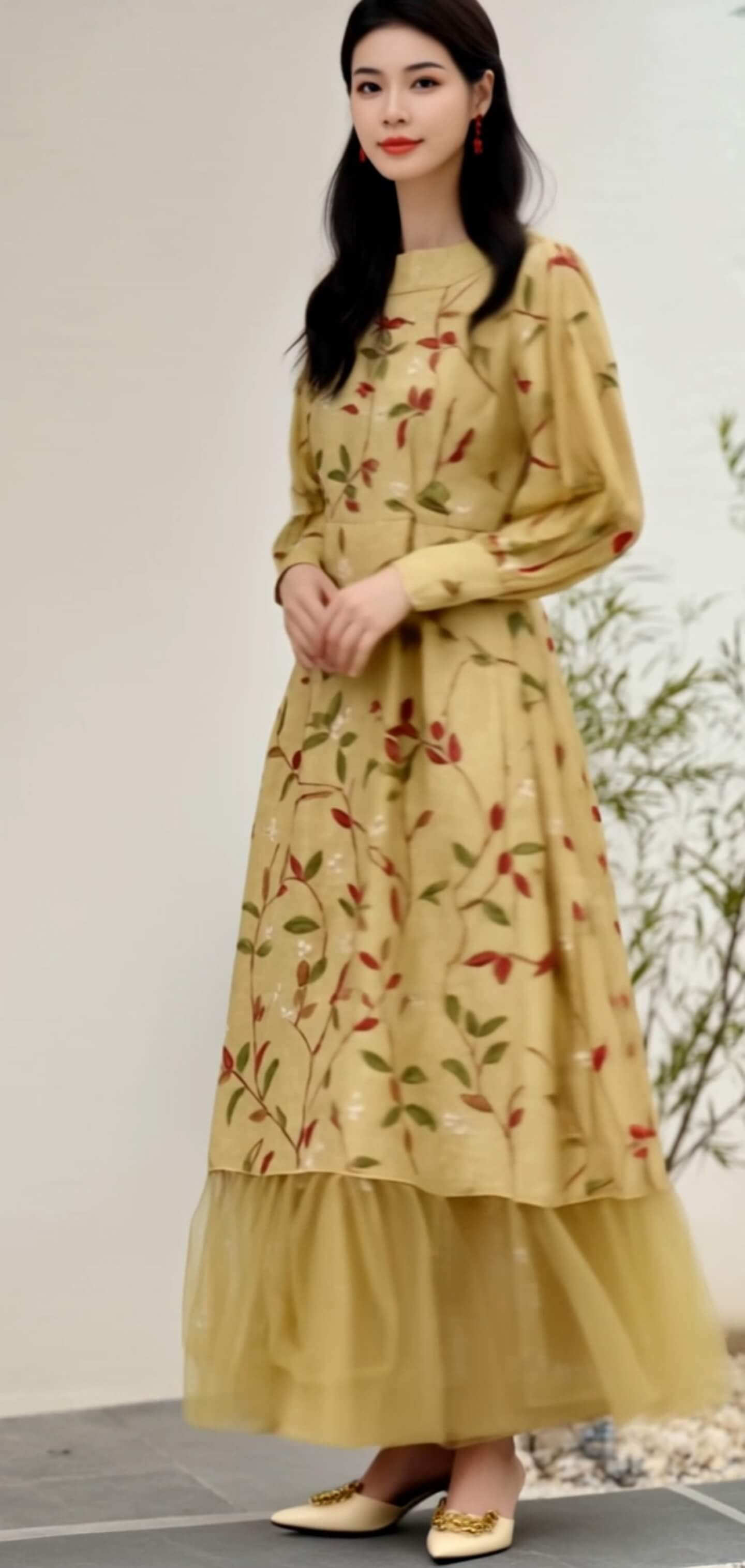 Women's Fusion Batik Dress - Golden Hour Vines 2