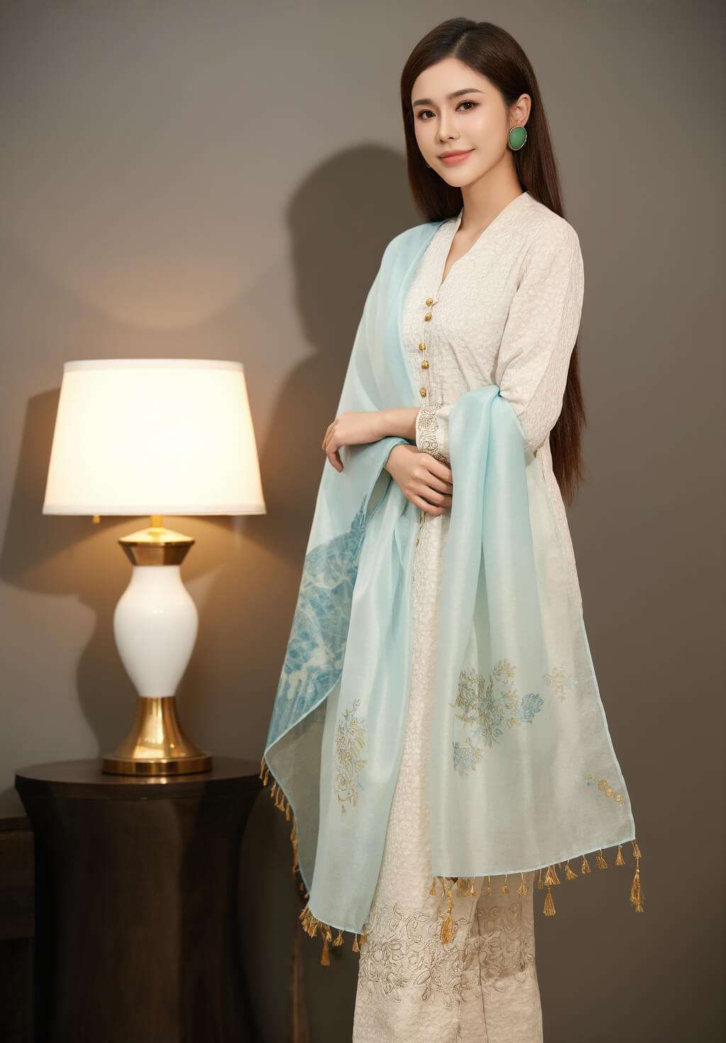Women's Fusion Batik Kebaya Set - Ivory Rain