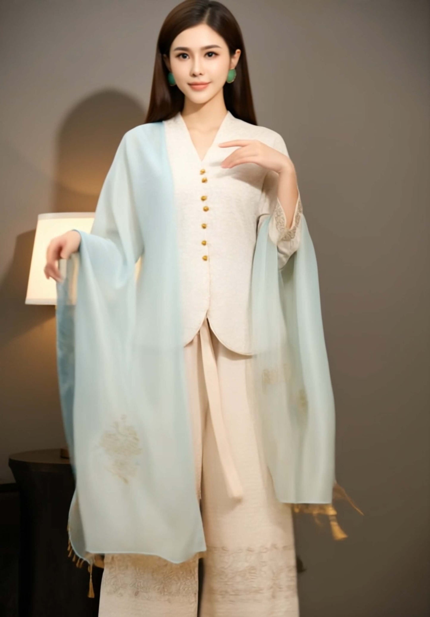 Women's Fusion Batik Kebaya Set - Ivory Rain 2
