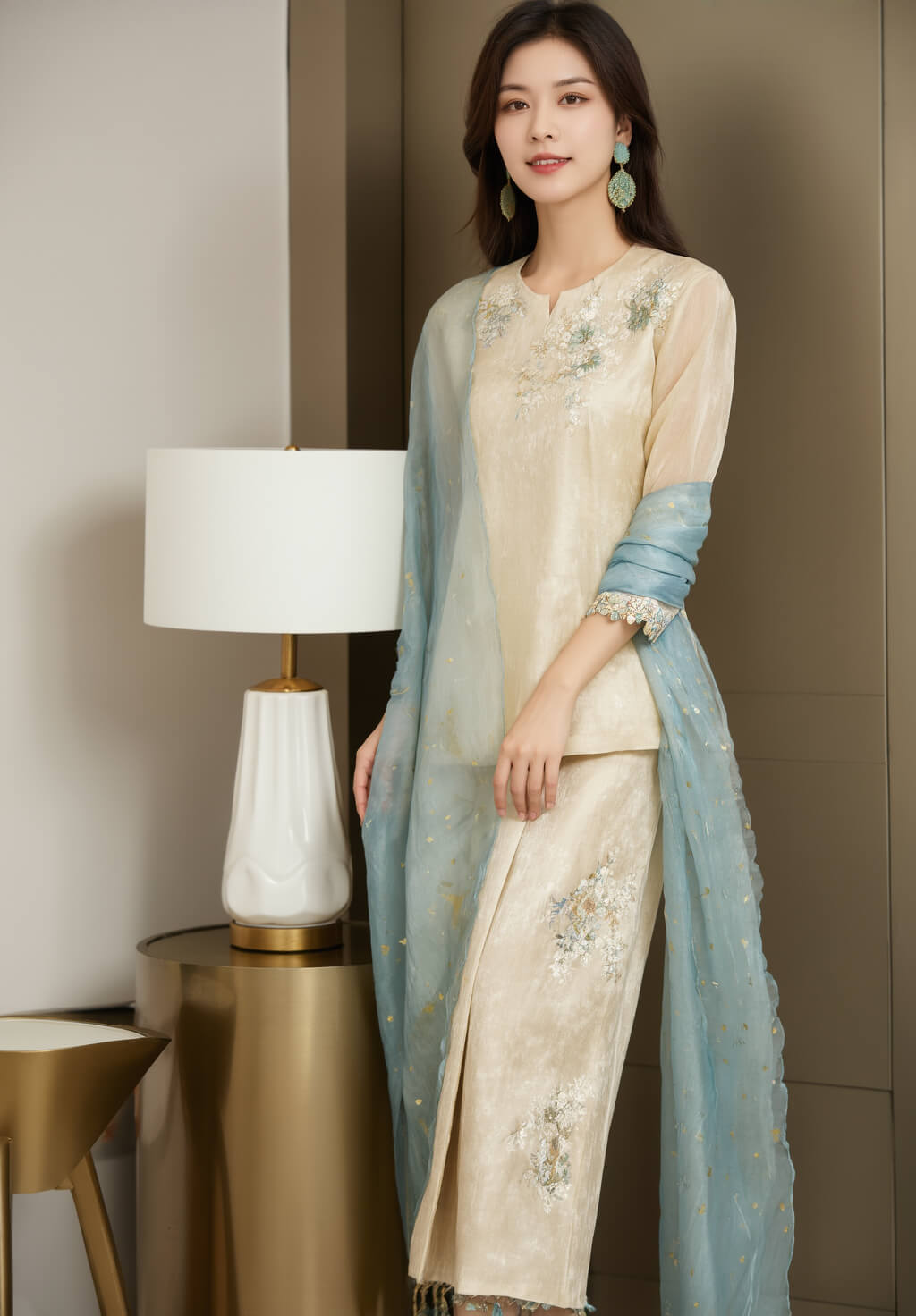 Women's Fusion Batik Kurung Set - Golden Mist