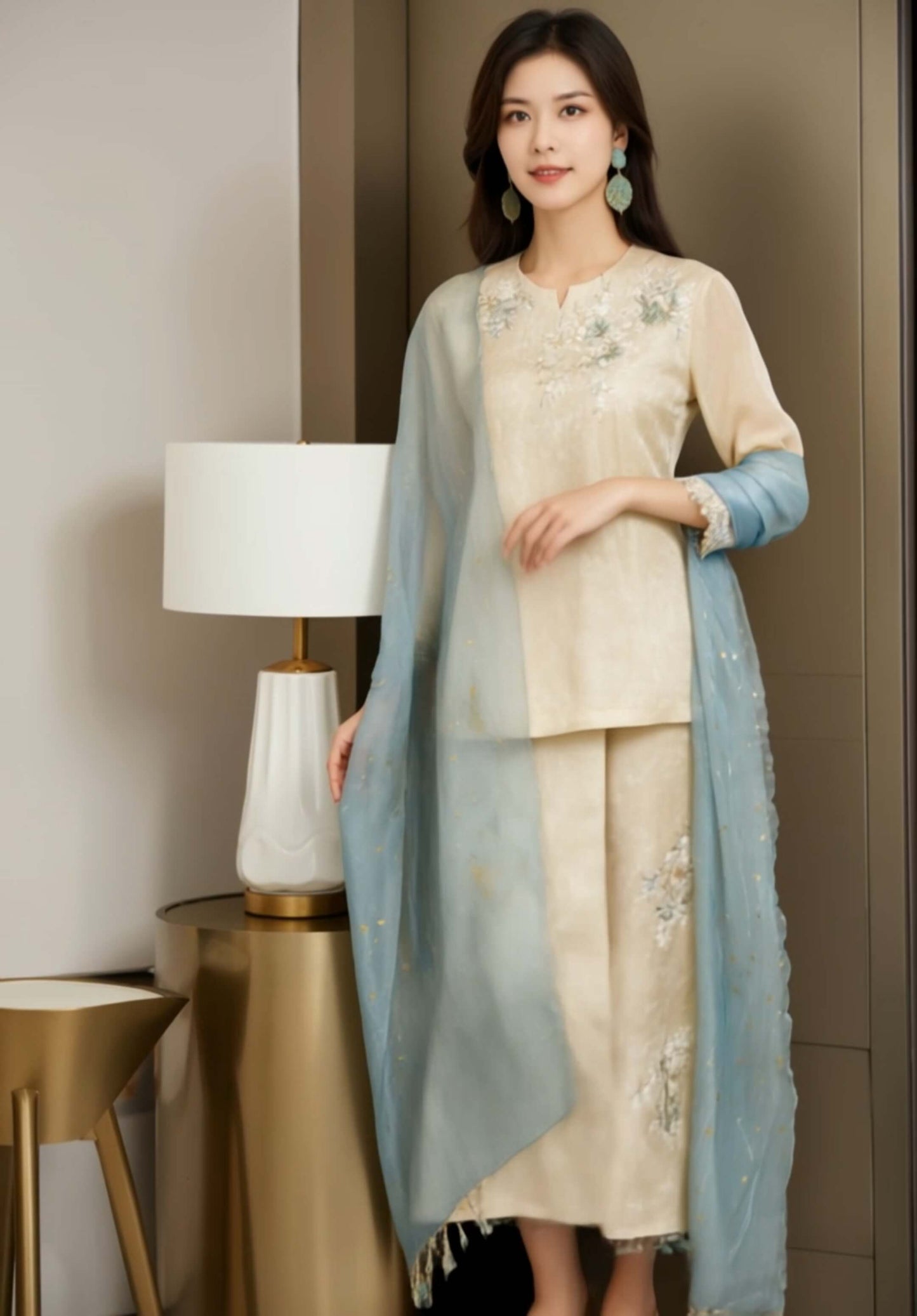 Women's Fusion Batik Kurung Set - Golden Mist 2