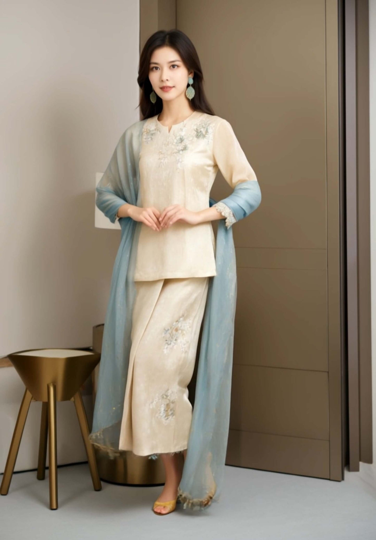 Women's Fusion Batik Kurung Set - Golden Mist 3