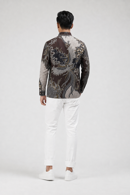 Mens Batik Shirt – Bronze Phoenix | Long Sleeves