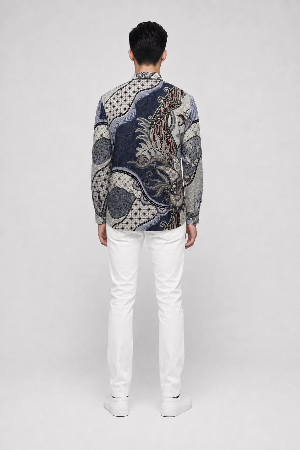 Mens Batik Shirt – Ivory Current | Long Sleeves