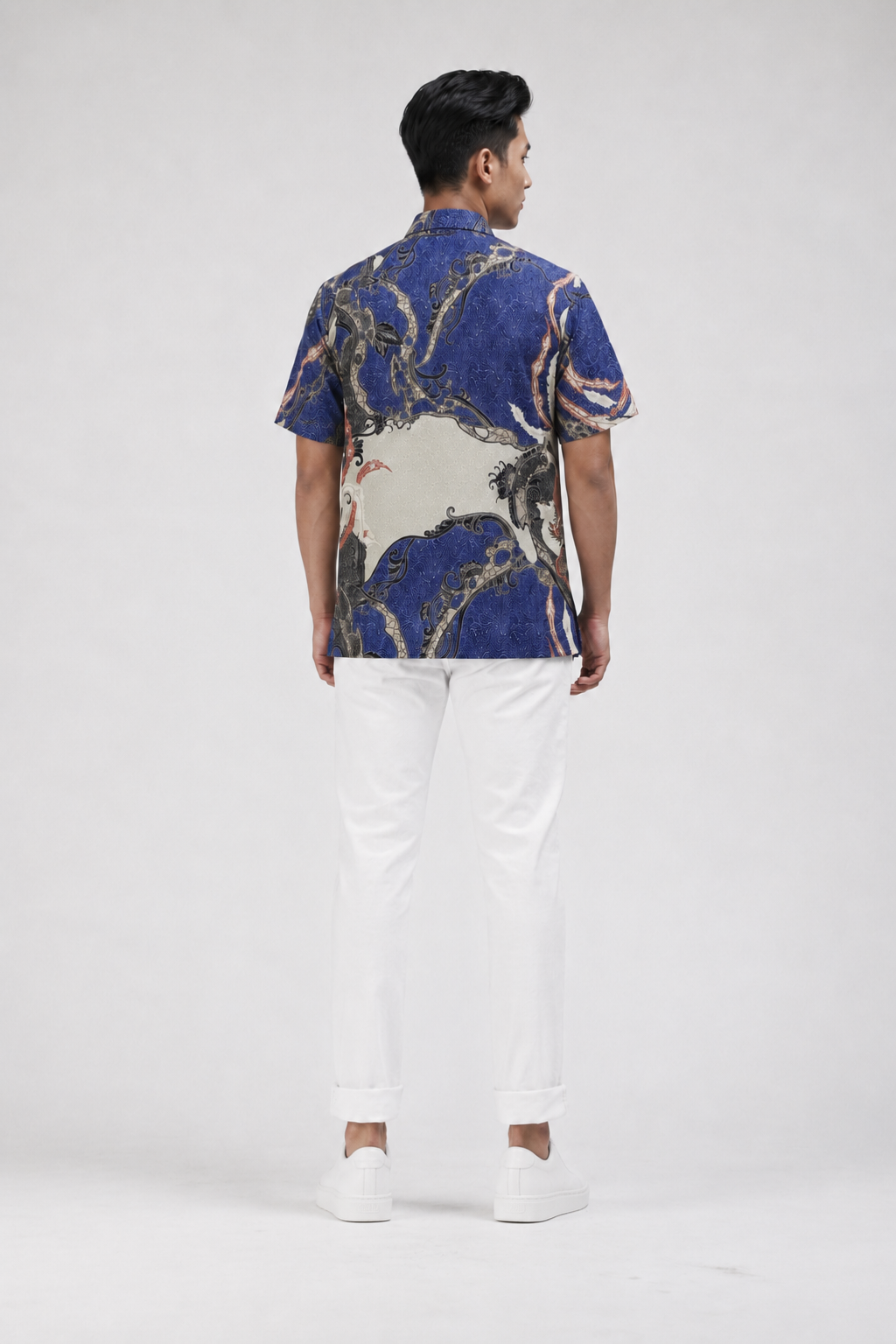 Mens Batik Shirt – Azure Phoenix | Short Sleeves
