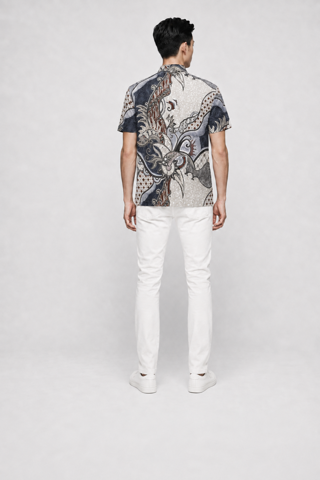Mens Batik Shirt – Ivory Current | Short Sleeves