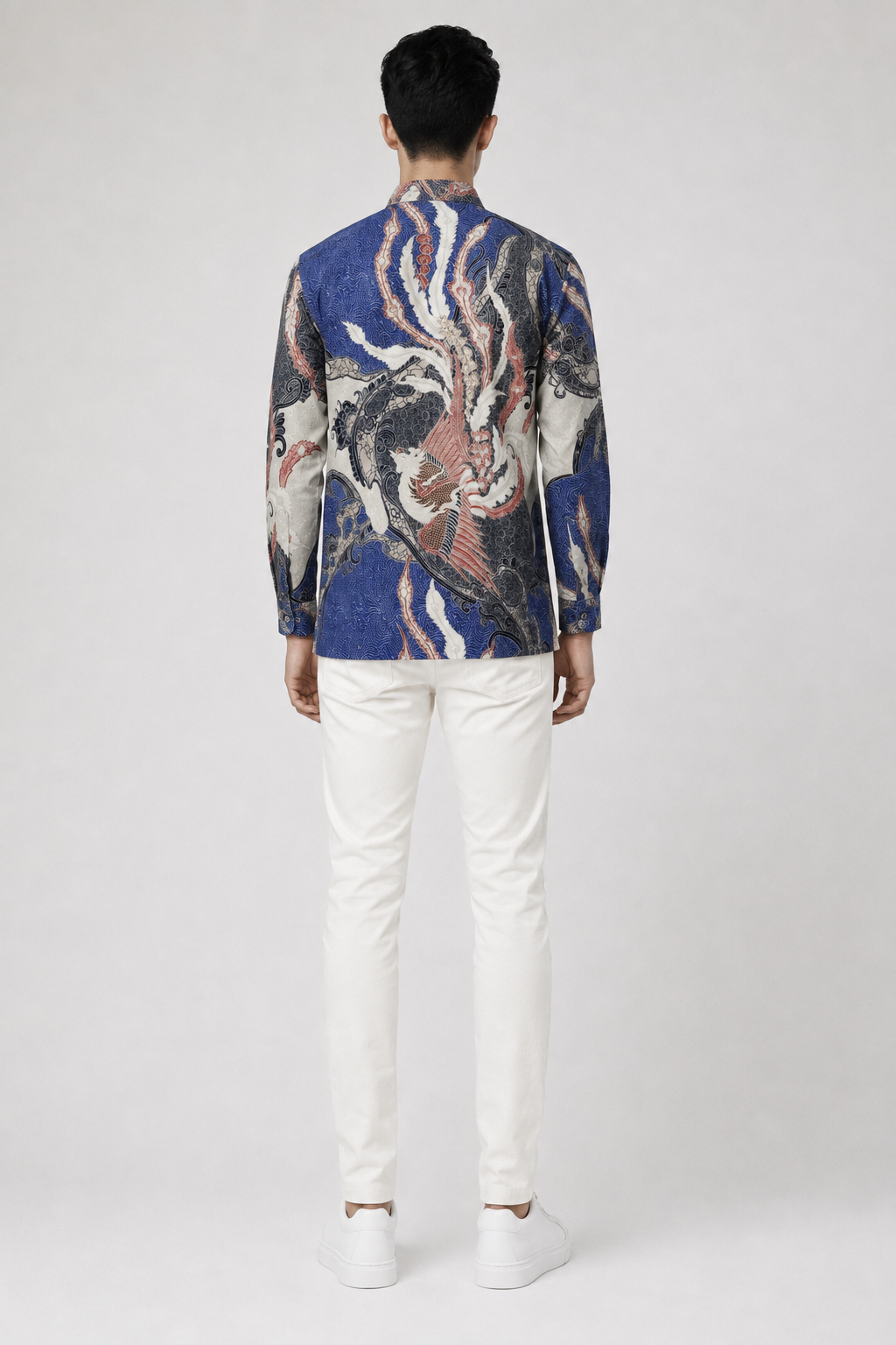 Mens Batik Shirt – Azure Phoenix | Long Sleeves