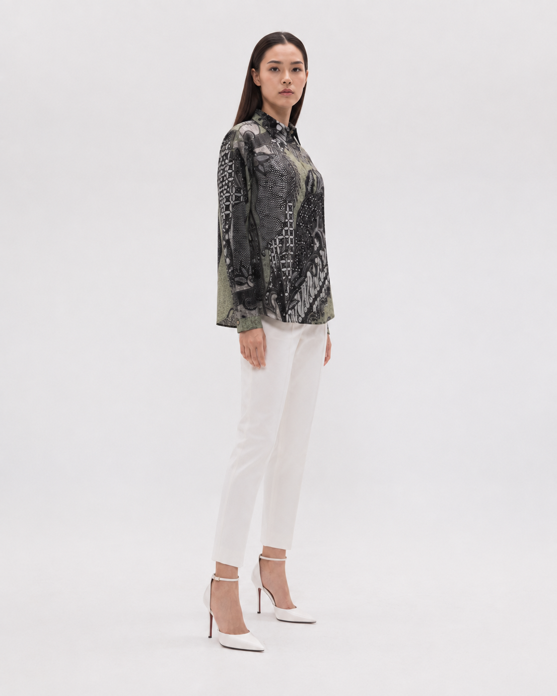Batik Asymmetric Shirt – Verdant Grove