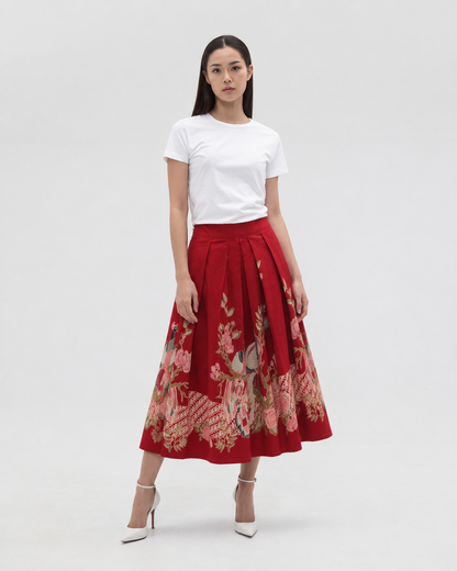 Women’s Batik Box Pleat Skirt – Prosperity in Bloom