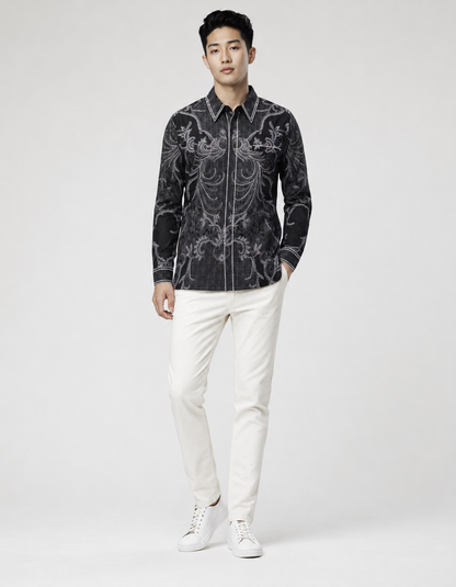 Mens Batik Shirt – Moonlight Crest | Long Sleeves