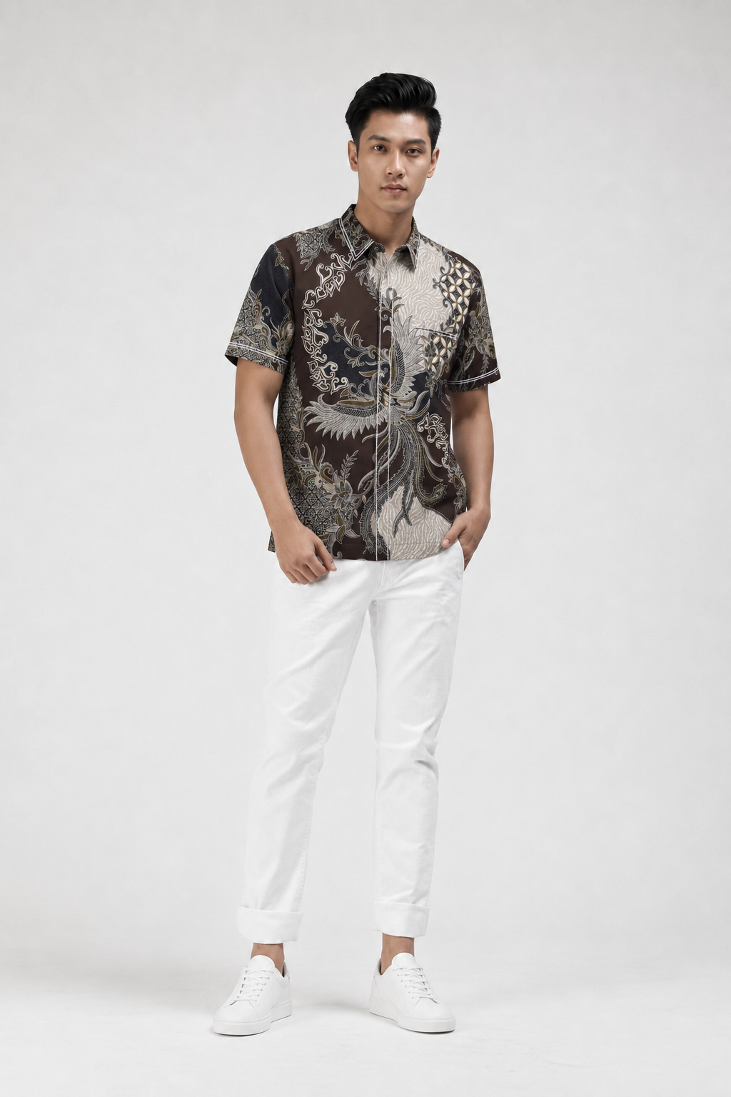Mens Batik Shirt – Bronze Phoenix | Short Sleeves