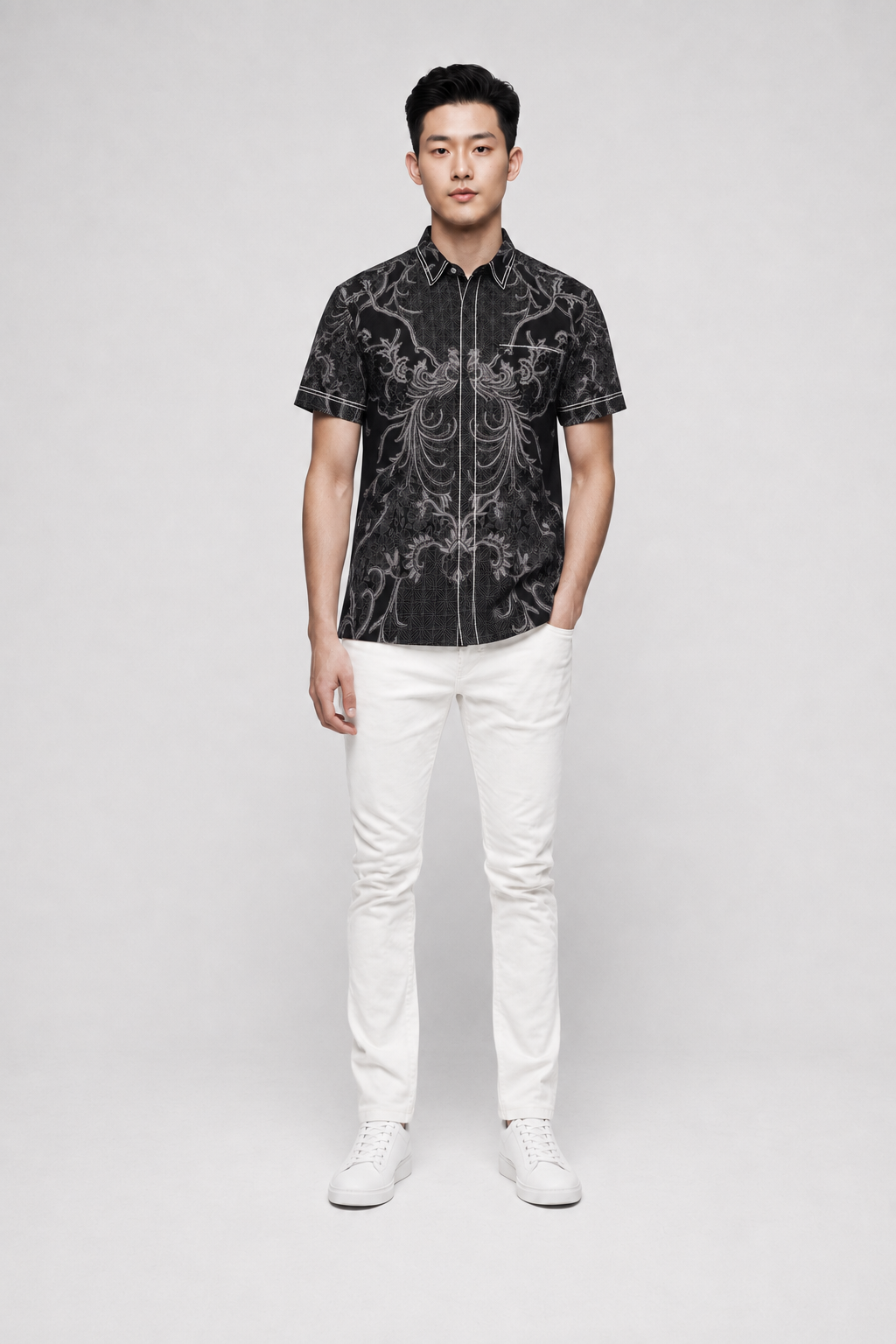 Mens Batik Shirt – Moonlight Crest | Short Sleeves