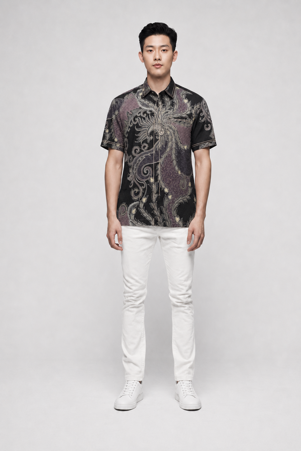 Mens Batik Shirt – Nocturnal Garden | Short Sleeves