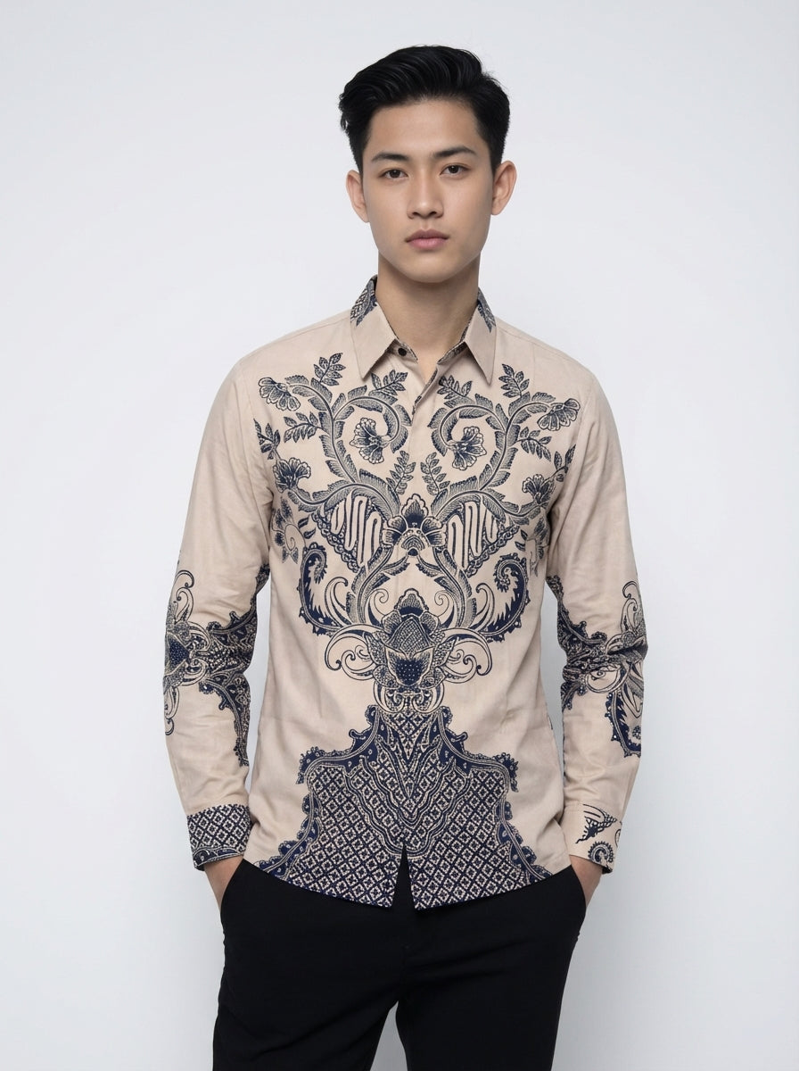 Men's Batik Shirt – Indigo Axis | Long Sleeves