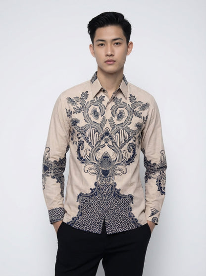 Men's Batik Shirt – Indigo Axis | Long Sleeves