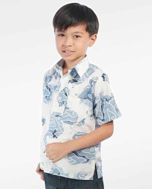 Kid's Batik Shirt - Watercolor Waves