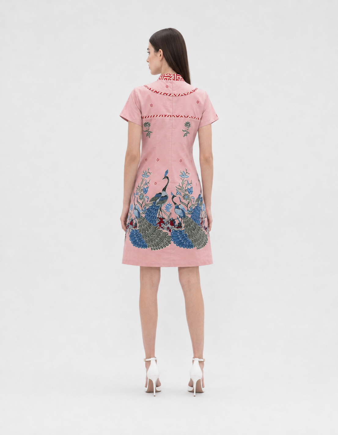 Women’s Batik Mandarin A-Line Dress – Prosperity in Bloom