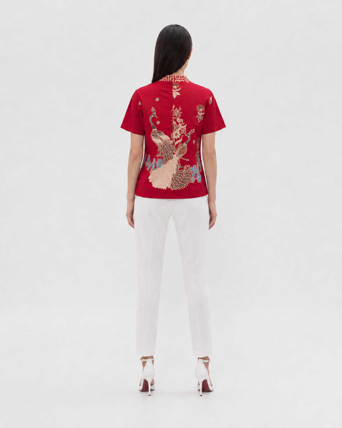 Women’s Batik Mandarin Blouse – Prosperity in Bloom