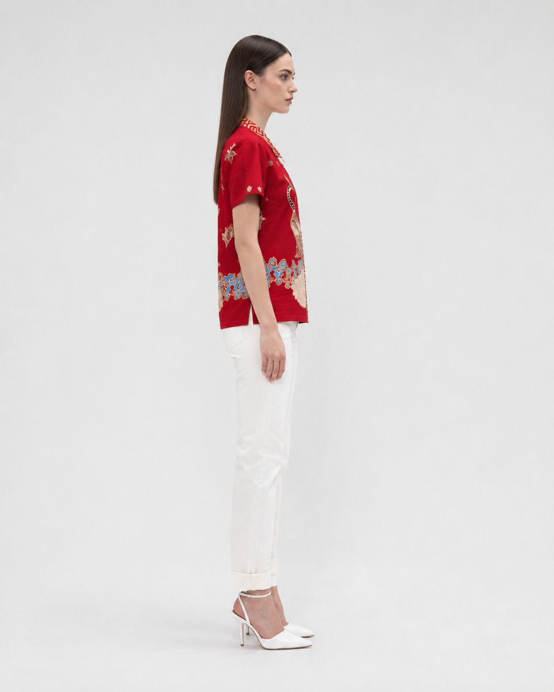 Women’s Batik Mandarin Blouse – Prosperity in Bloom