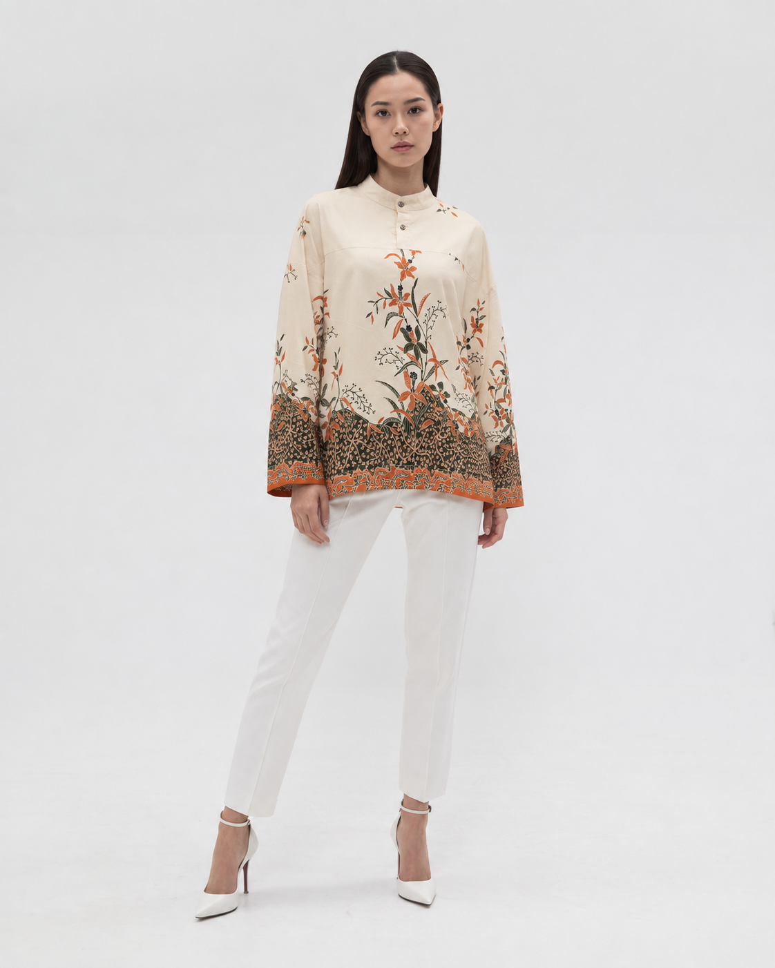 Batik Mandarin Oversized Top – Wild Bloom