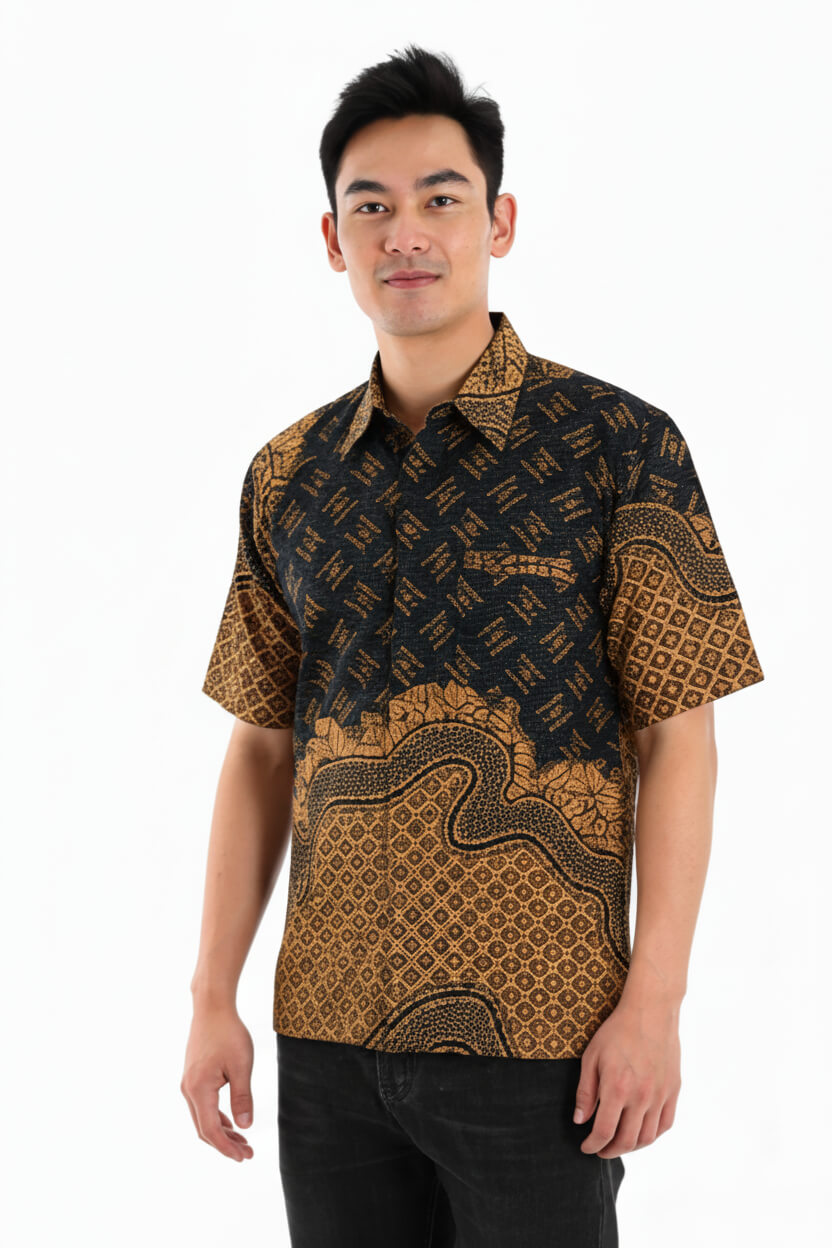 Men’s Batik Shirt – Amber Tapestry | Short Sleeves3