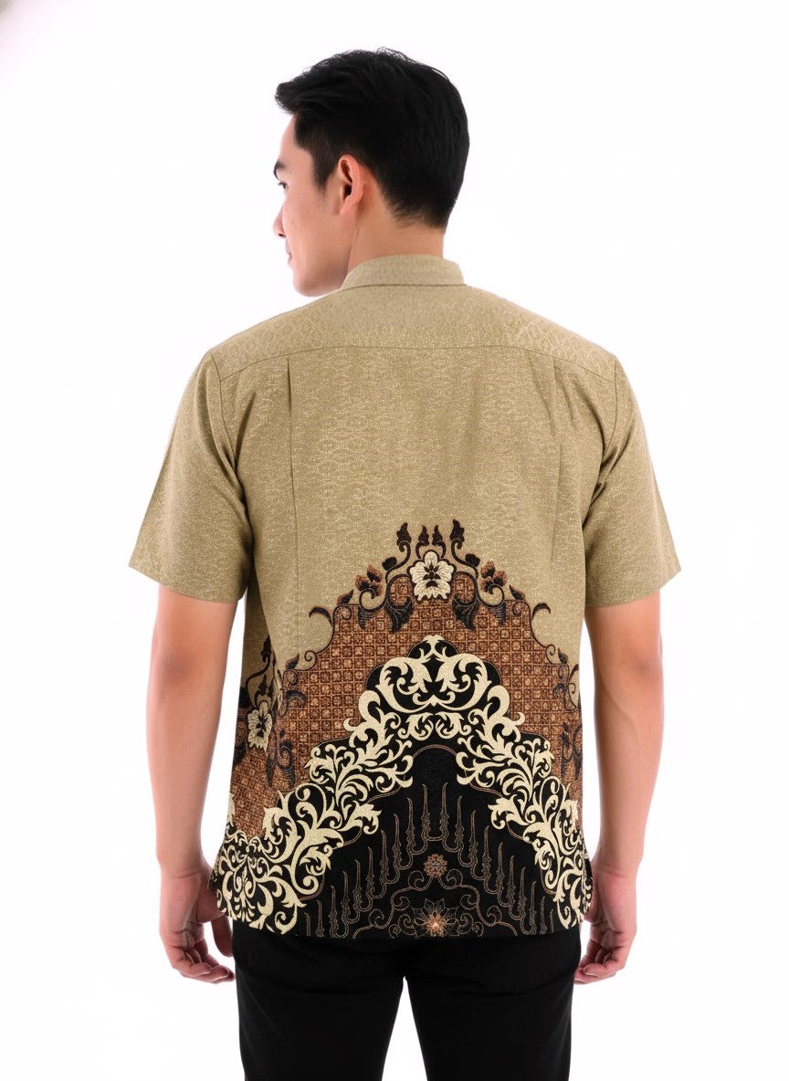 Men’s Batik Shirt – Bronze Crest | Short Sleeves 2