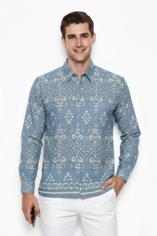 Men’s Batik Shirt – Celestial Ivory |Long Sleeves1