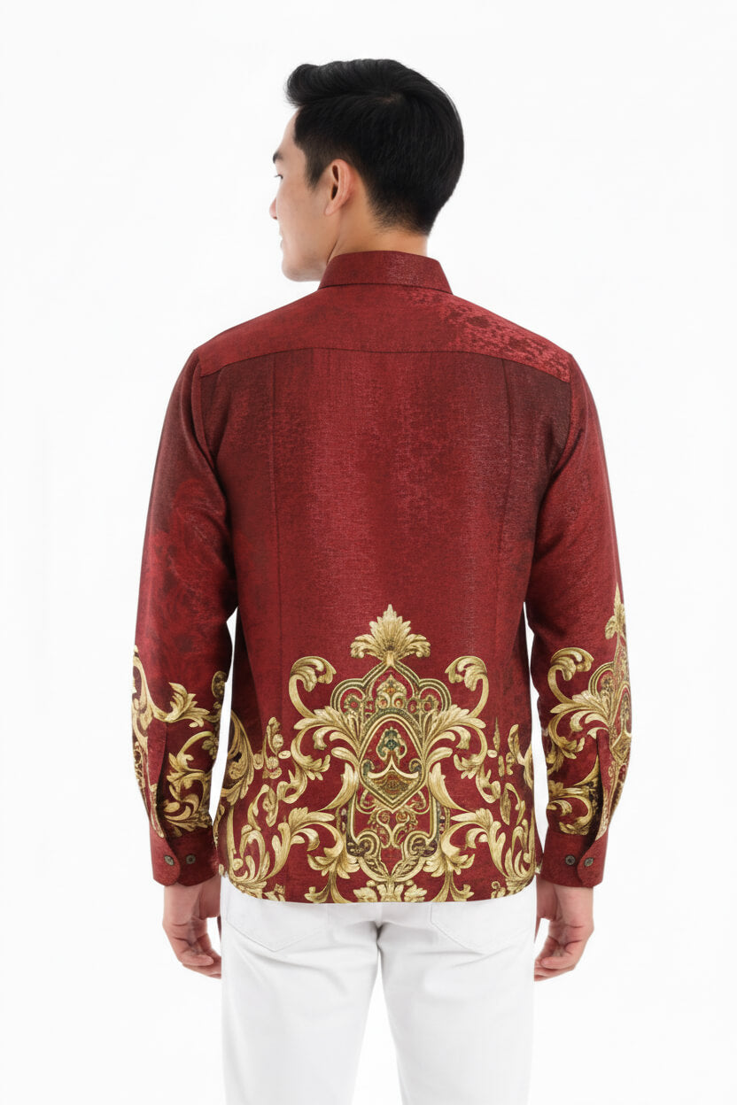 Men’s Batik Shirt – Crimson Regal | Long Sleeves2