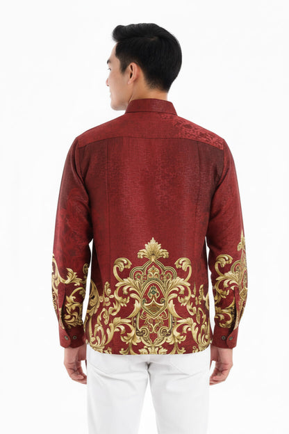 Men’s Batik Shirt – Crimson Regal | Long Sleeves2