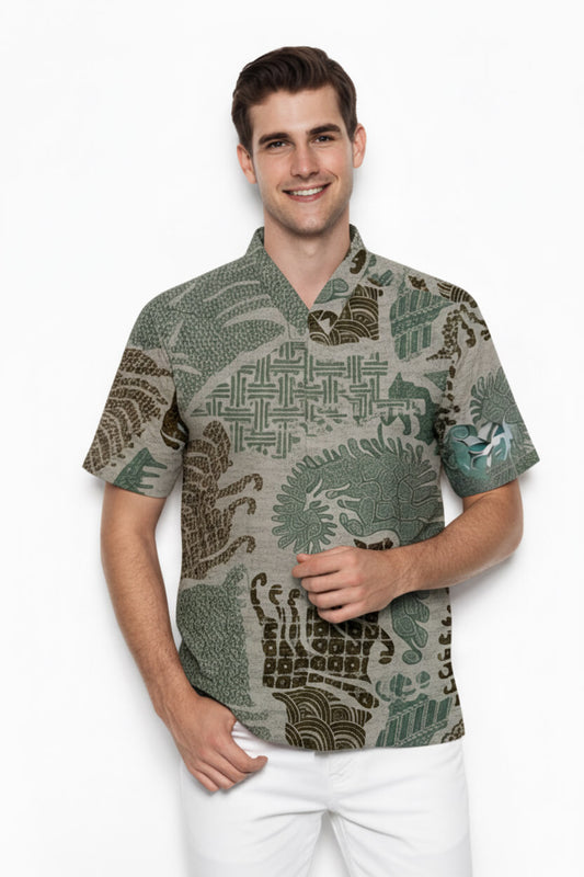 Men’s Batik Shirt – Forest Mosaic | Short Sleeve 1