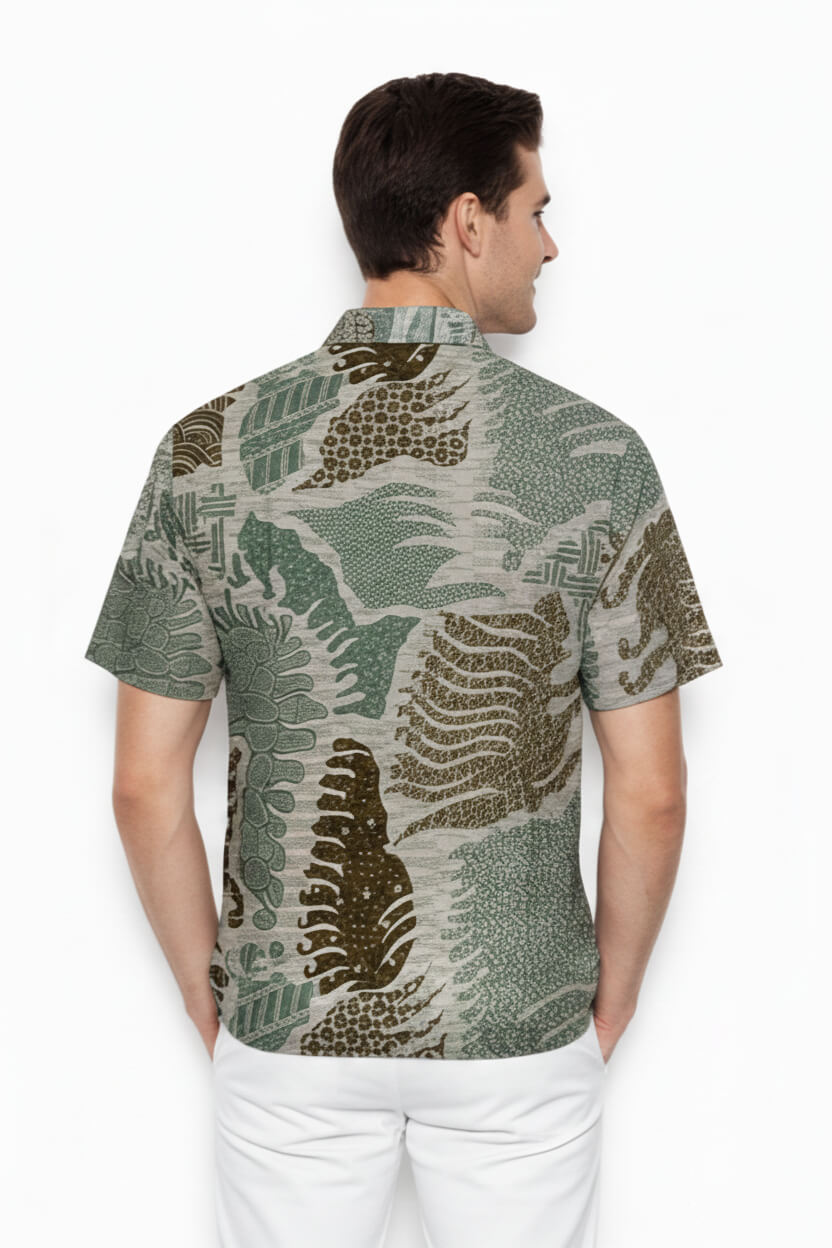 Men’s Batik Shirt – Forest Mosaic | Short Sleeve 2