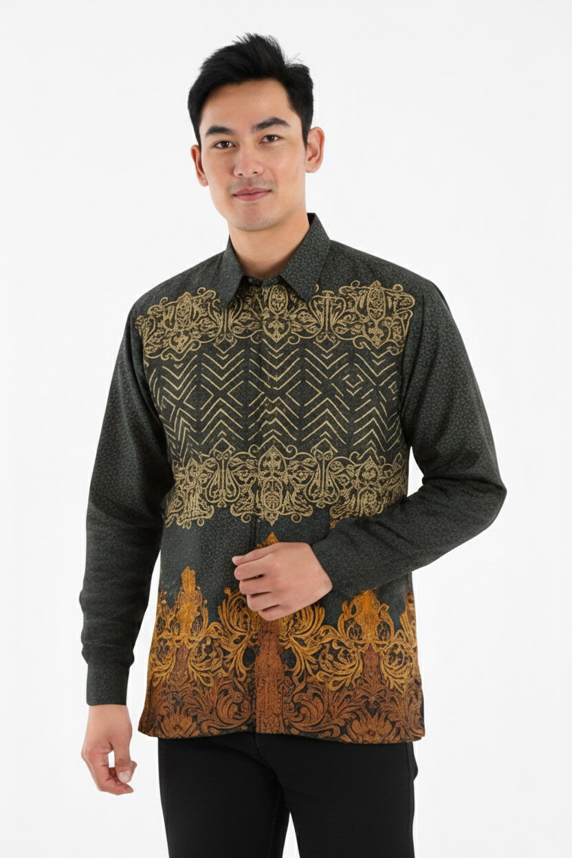 Men’s Batik Shirt – Golden Aegis Long Sleeves1