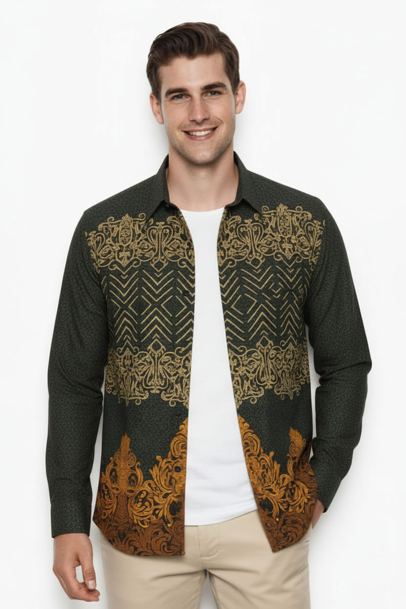 Men’s Batik Shirt – Golden Aegis Long Sleeves3