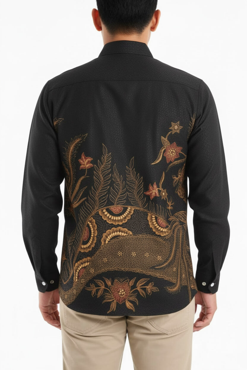 Men’s Batik Shirt – Golden Aviary | Long Sleeves2