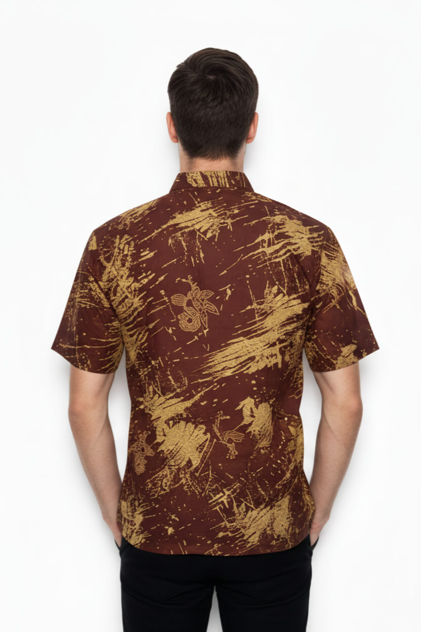Men's Batik Shirt – Golden Maranta | Short Sleeves | Batik Singapore3