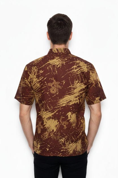 Men's Batik Shirt – Golden Maranta | Short Sleeves | Batik Singapore3