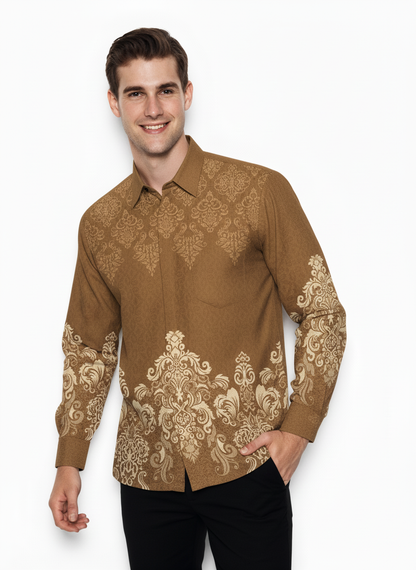 Men’s Batik Shirt – Golden Regal | Long Sleeves