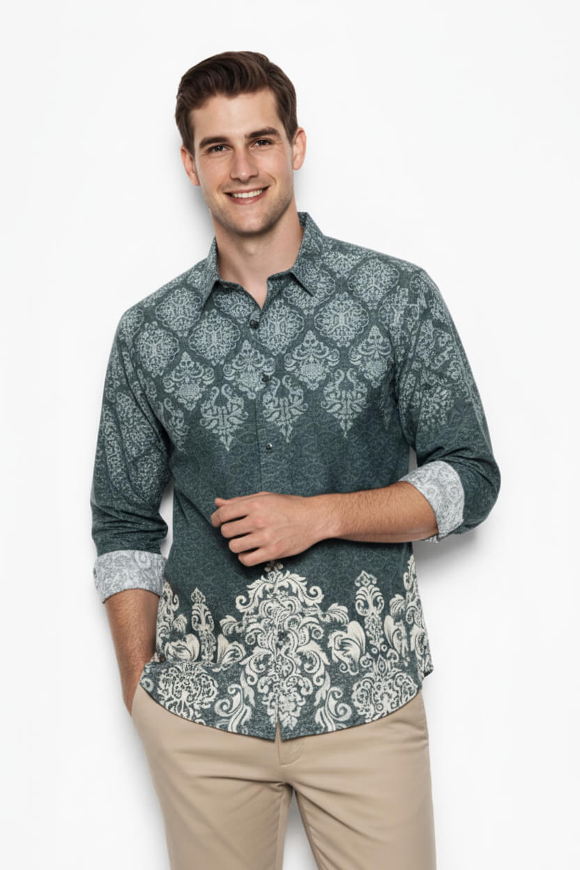Men s Long Sleeve Batik Shirt Jade Sovereign Batik Singapore men-s-long-sleeve-batik-shirt-jade-sovereign-batik-singapore