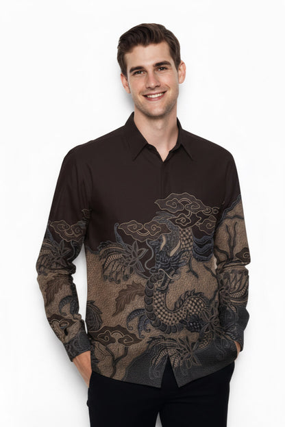 Men's Batik Shirt – Majestic Dragon | Long Sleeves1