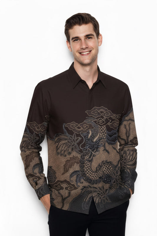 Men's Batik Shirt – Majestic Dragon | Long Sleeves1