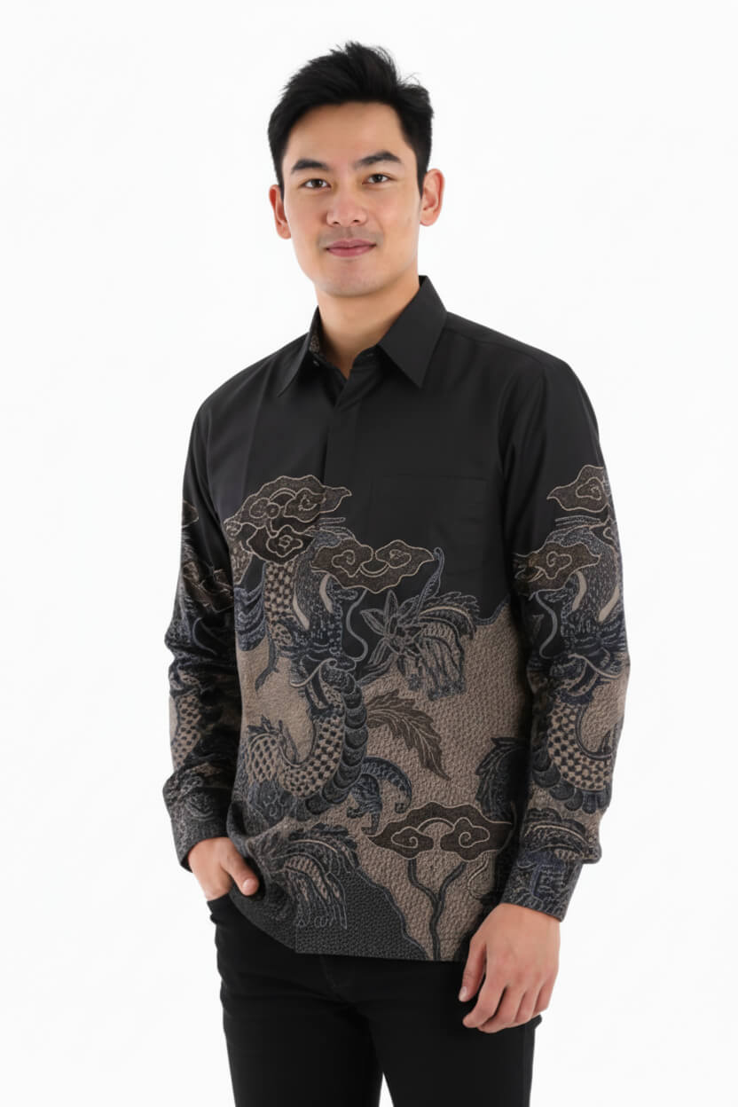 Men's Batik Shirt – Majestic Dragon | Long Sleeves3