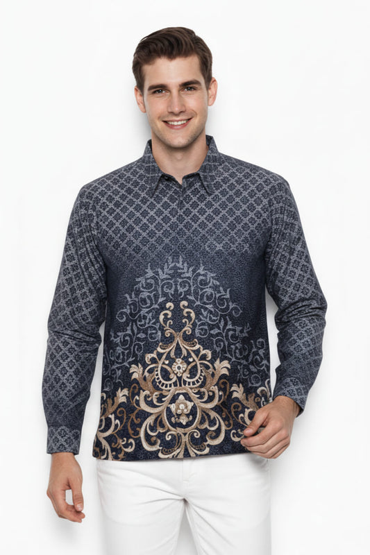 Men's Batik Shirt – Midnight Regal | Long Sleeves1
