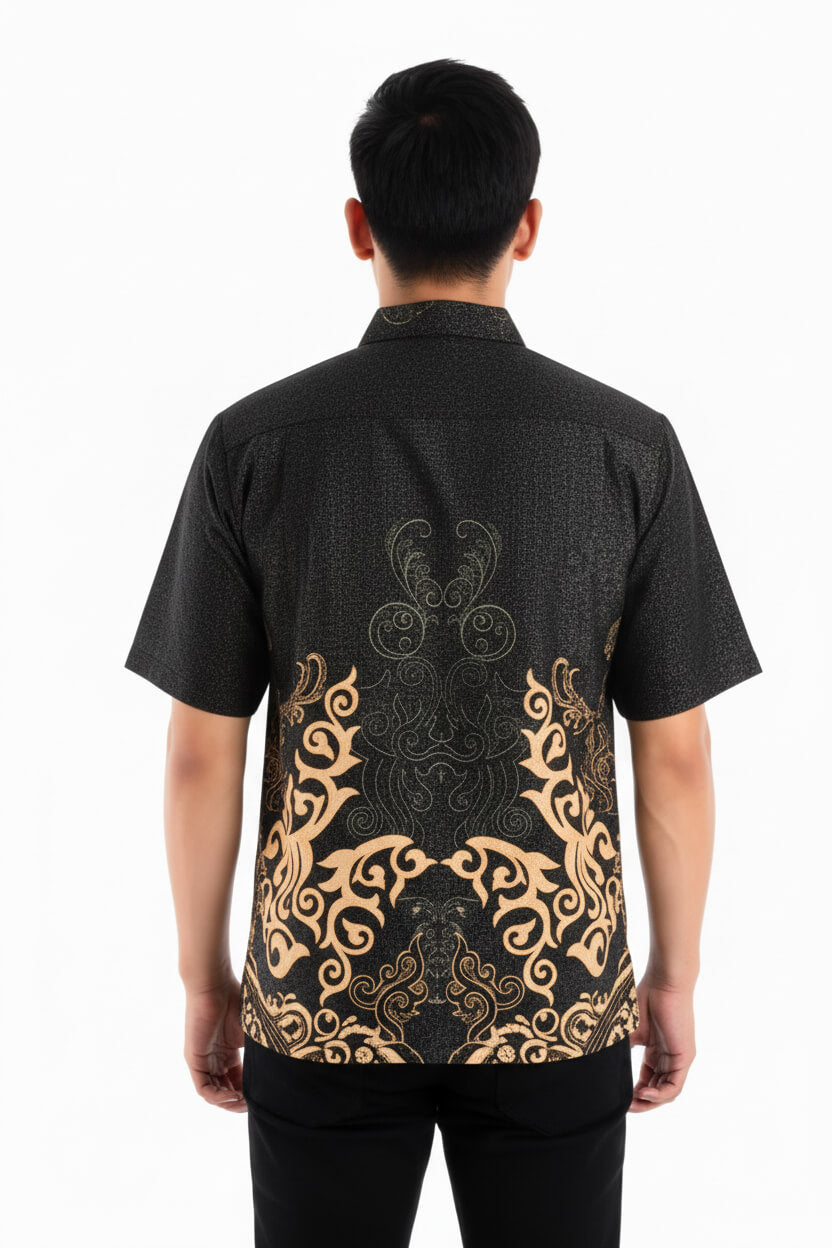 Men’s Batik Shirt – Obsidian Crest | Short Sleeves2