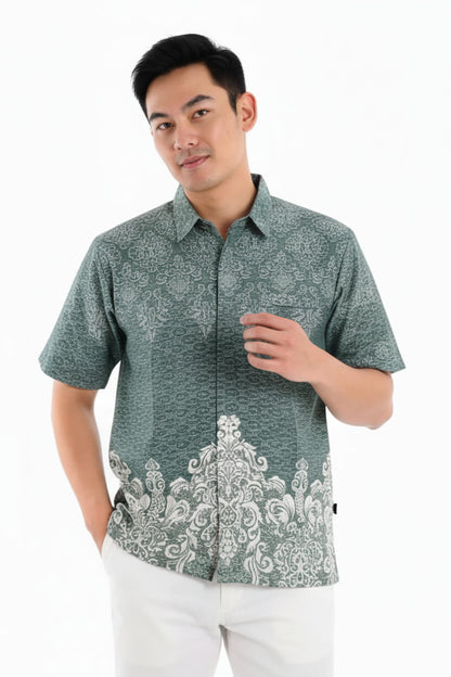 Men’s Batik Shirt – Sage Crest | Short Sleeves2