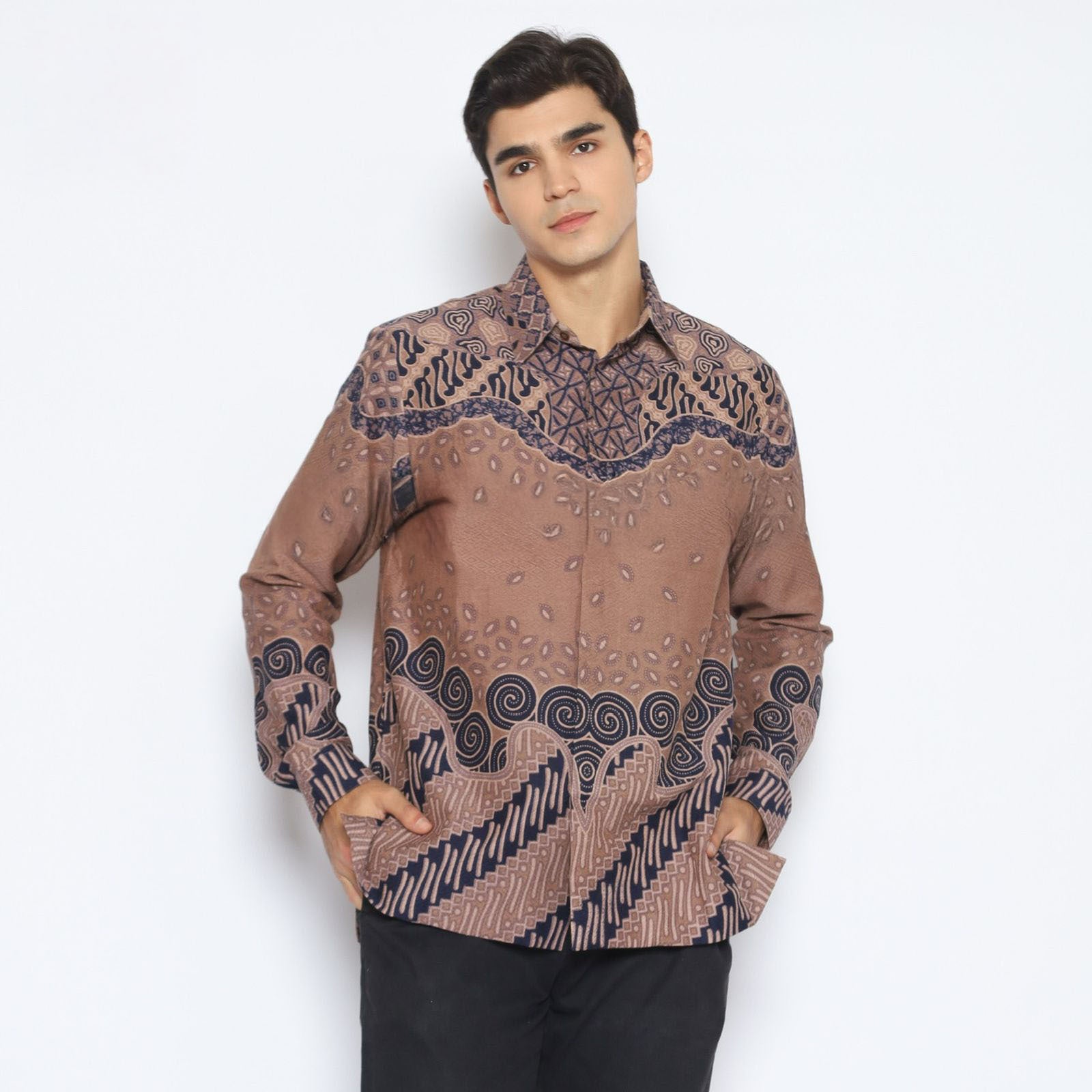 Men's Batik Shirt - Bronzed Swirl | Long Sleeves