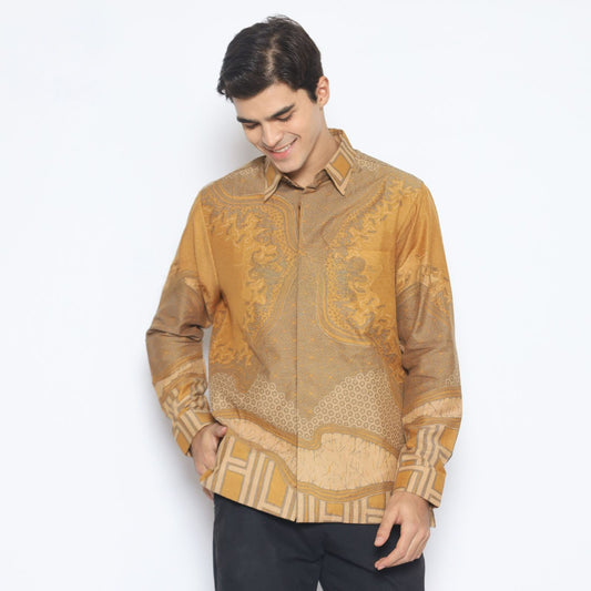 Men's Batik Shirt - Golden Horizon | Long Sleeves